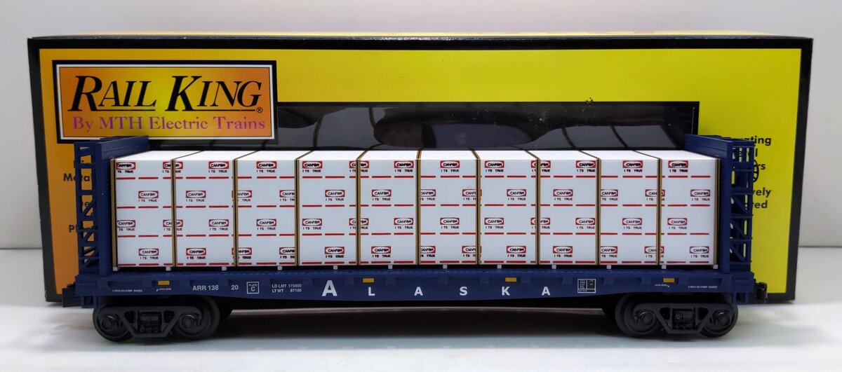 MTH 30-76449 O Alaska Flat Car with Bulkheads & Lumber Load #13820