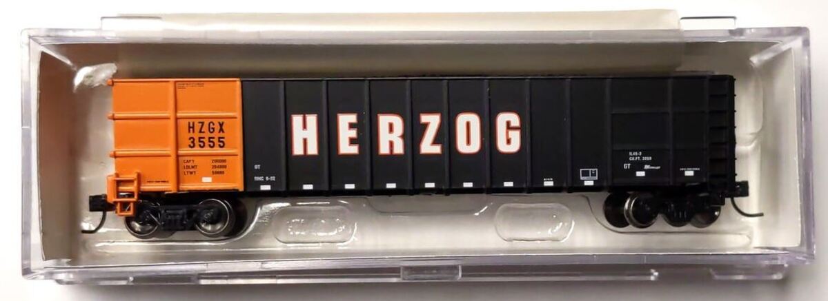 Athearn 17136 N Herzog Thrall High Side Gondola Black #3555 – Trainz