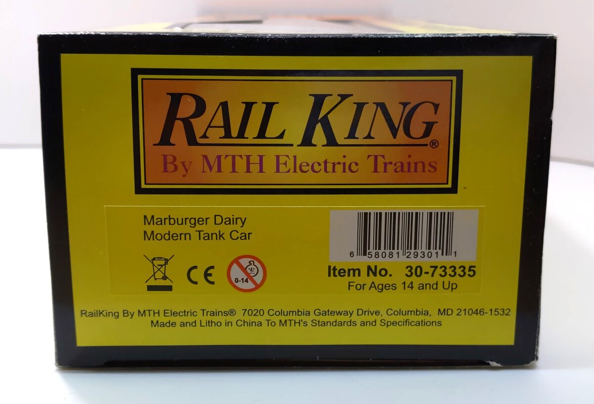 MTH 30-73335 O Gauge Marburger Dairy Chocolate Milk Modern Tank Car #19380