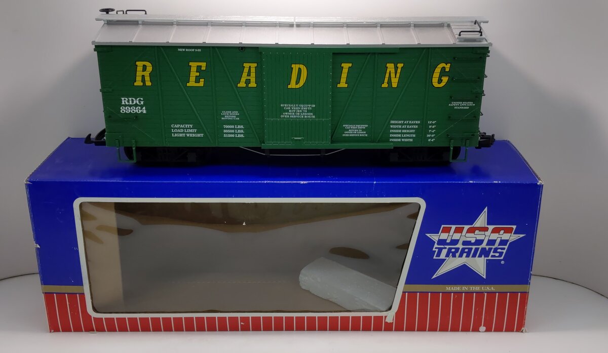 USA Trains R1447A G Reading Outside Braced Green Boxcar #89866