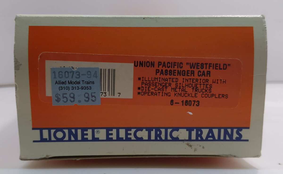 Lionel 6-16073 O Gauge Union Pacific "Westfield" Passenger Car #6073