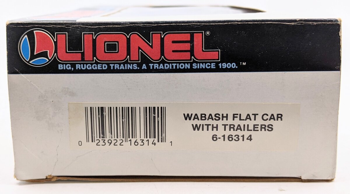 Lionel 6-16314 O Gauge Wabash Flatcar with Wabash Trailers #16314