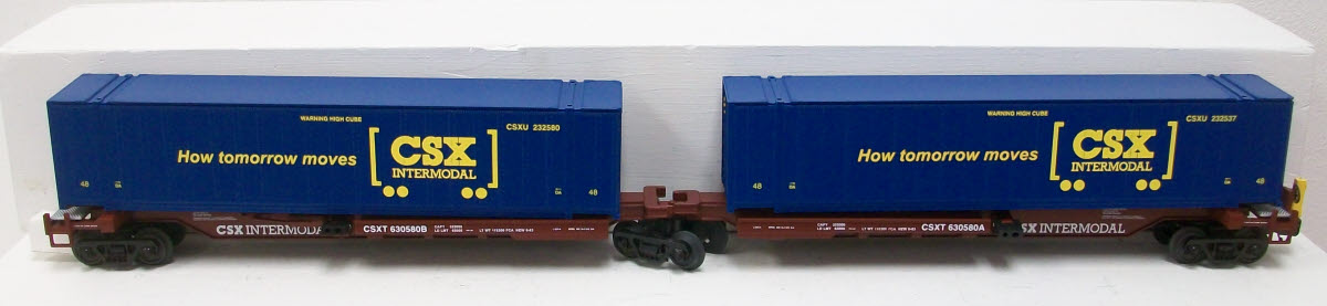 MTH 20-95087 O CSX Spine Car Set with 2 48' Containers (Set of 2)