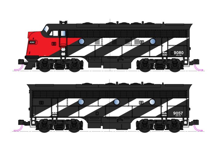 Kato 106-0425-DCC N CN EMD F7A & F7B Diesel Locomotive w/DCC #9080 & #9057