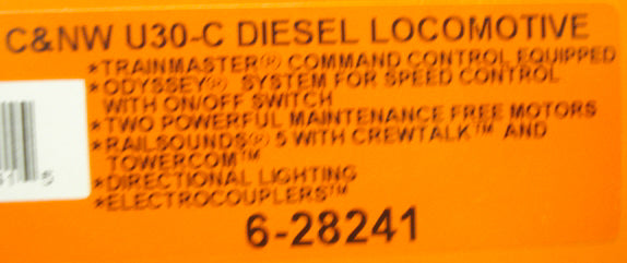 Lionel 6-28241 C&NW U30C Powered Diesel Loco w/TMCC & RS #935