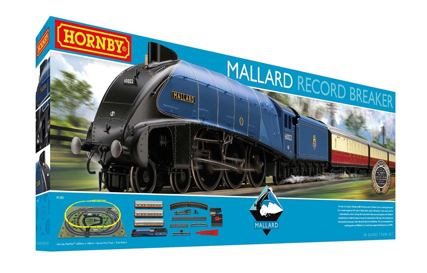 Hornby R1282T Mallard Record Breaker Era 3 OO Gauge Train Set – Trainz