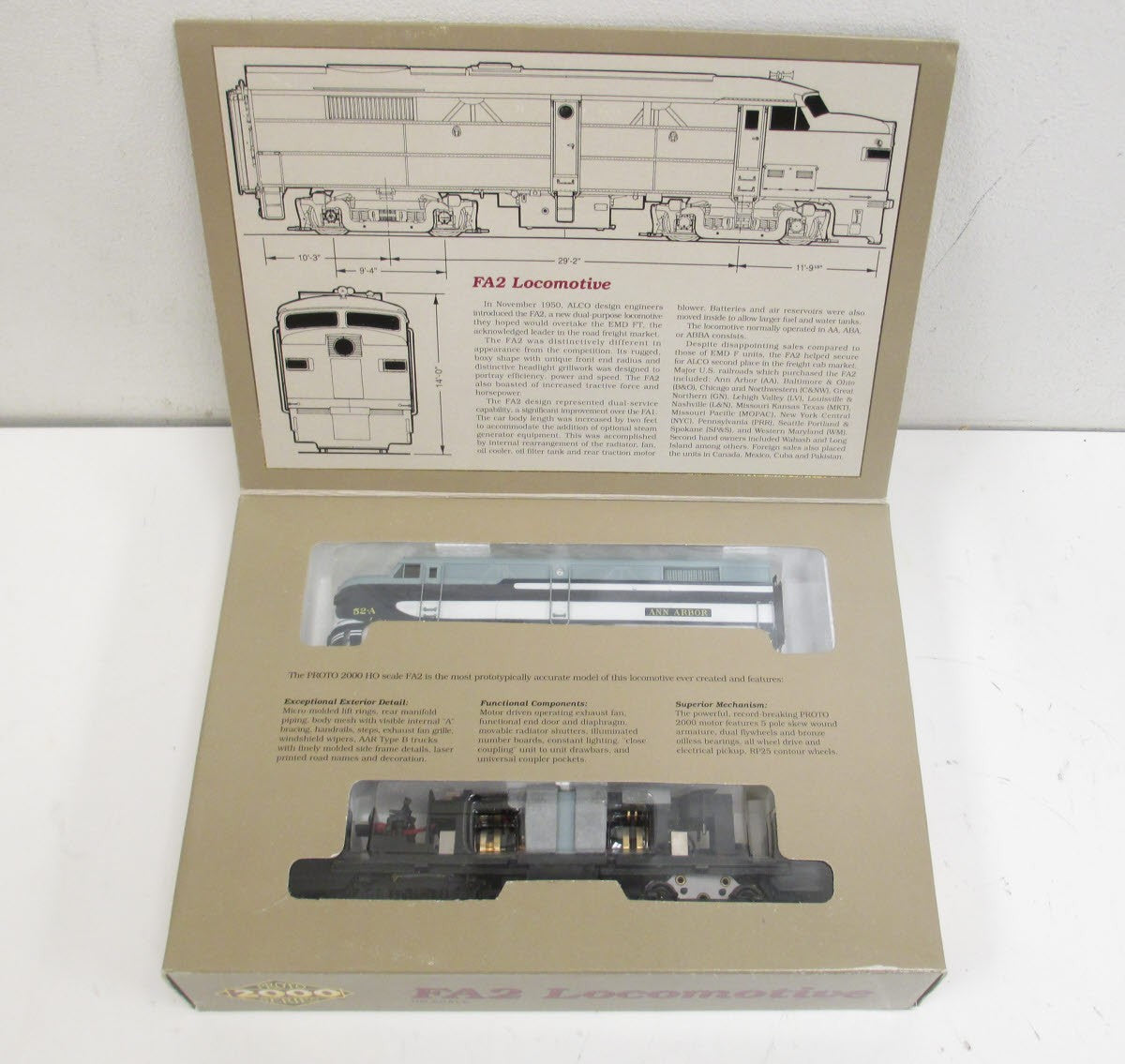 Proto 2000 8318 HO Scale Ann Arbor FA2 Diesel Locomotive #52 – Trainz